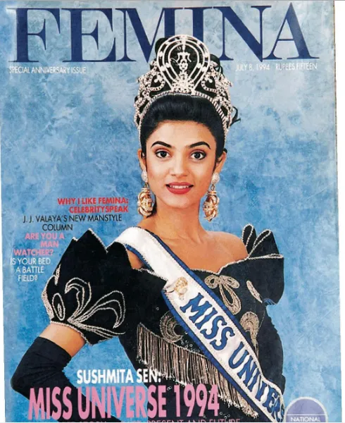 Sushmita Sen kala memakai mahkota Miss Universe 1994 ©instagram/feminaindia