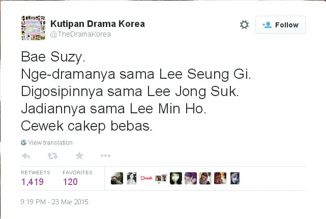 Bukti fans akui pesona Suzy sampai bisa taklukan Lee Min Ho. ©Twitter/TheDramaKorea