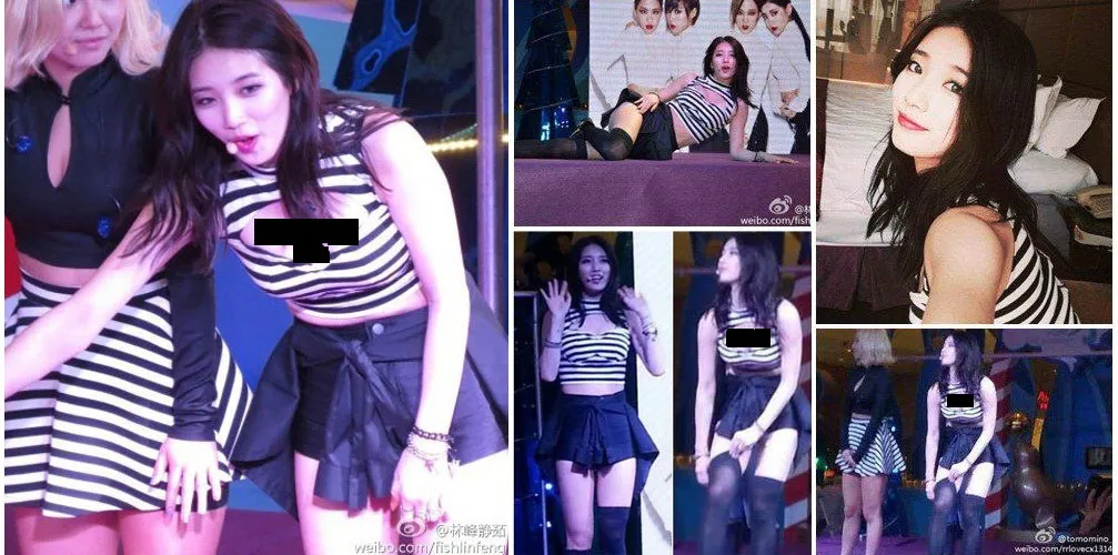 Suzy Miss A tampil dengan baju terbuka yang memperlihatkan bagian dada dengan jelas. @koreaboo.com