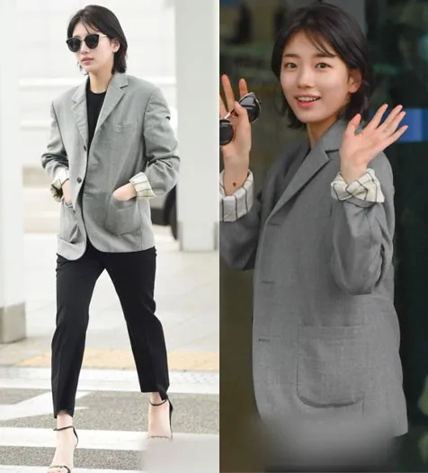 Airport fashion Suzy Miss A dengan style boyish. ©istimewa