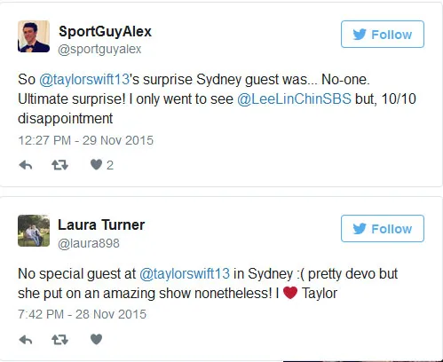 Kekecewaan dari para Swifties di Australia © Twitter.com