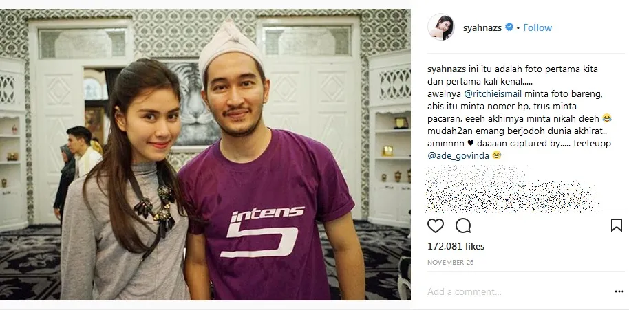 Syahnaz pamerkan momen pertama kali mengenal Jeje. /©instagram.com/syahnazs