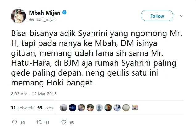 Mbah Mijan ikut buka suara soal pengirim bunga Syahrini ©twitter/mbah_mijan