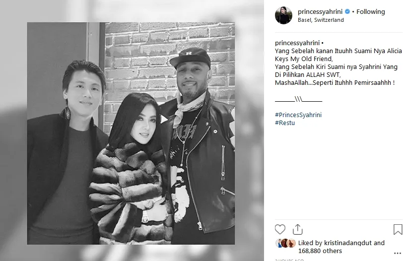 Syahrini bertemu suami Alicia Keys ©instagram/princessyahrini