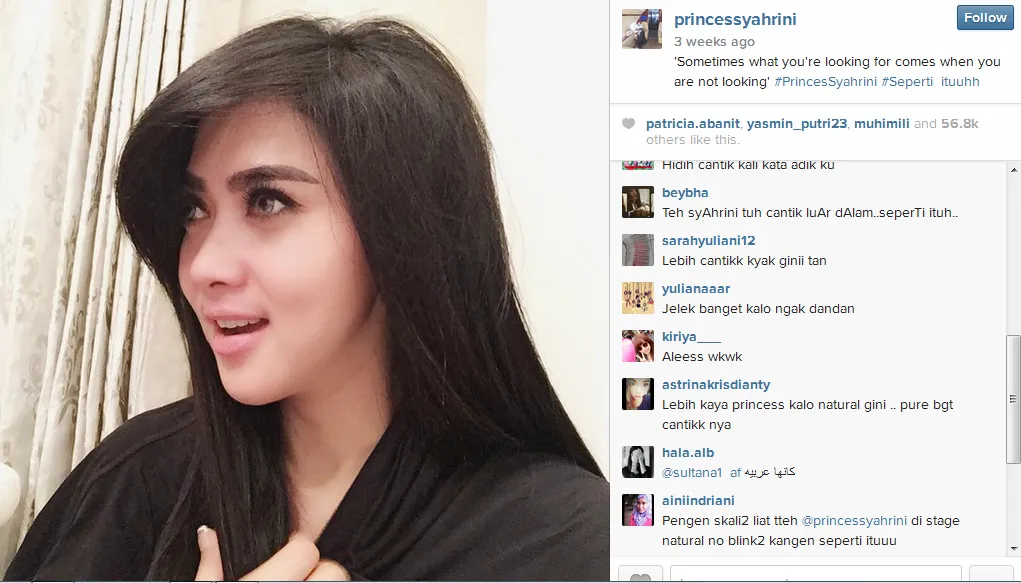 Syahrini tampil natural, masih cantik? @instagram/princessyahrini