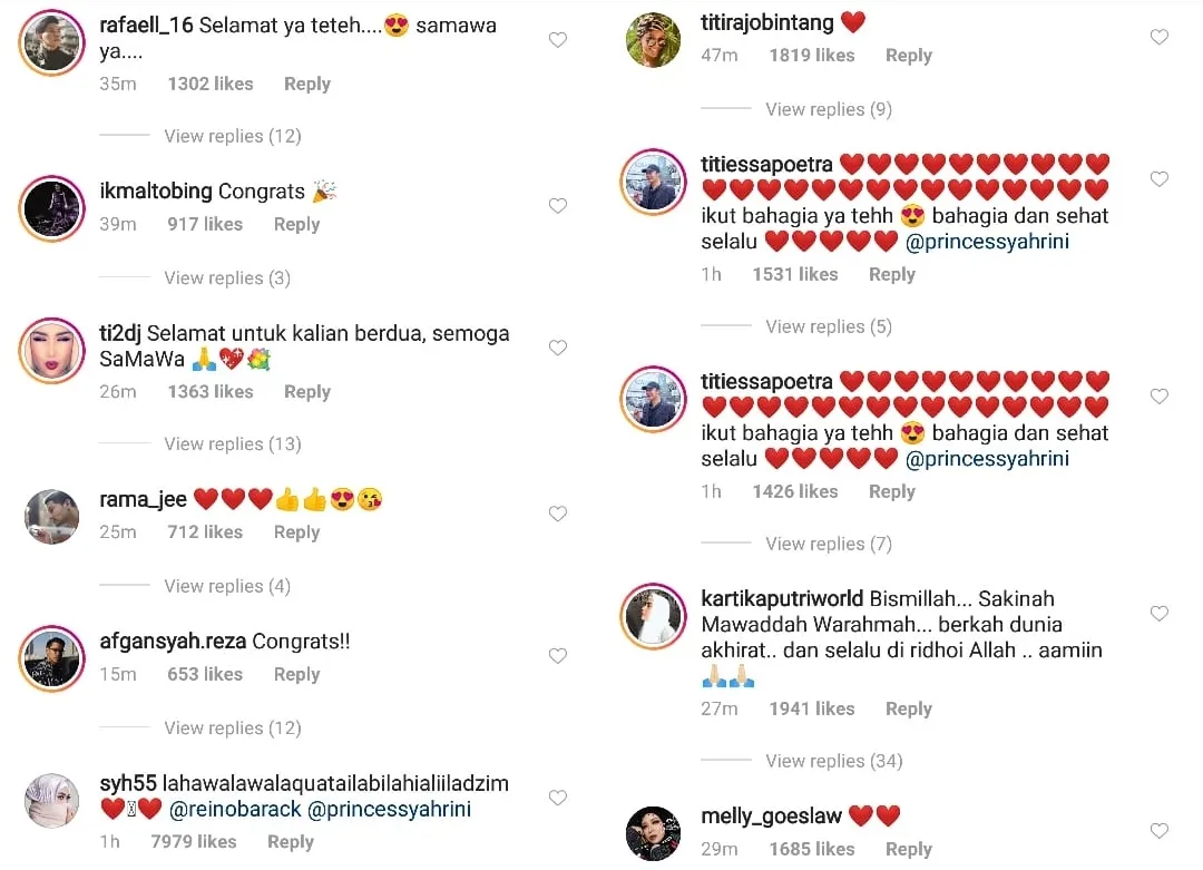 Banjir Komentar Dari Teman Artis