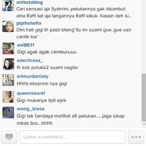 Berbagai komentar dari para user Instagram @ instagram.com/princesssyahrini