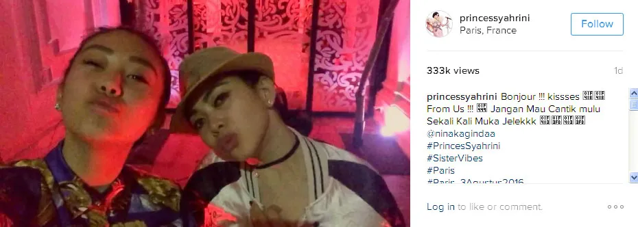 Syahrini pamer gaya lucu ala-ala duckface © Instagram.com/princessyahrini
