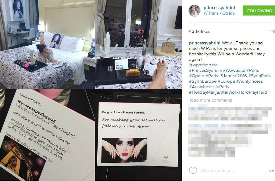 Syahrini dapat kejutan dari hotel bintang lima di Paris © Instagram.com/princessyahrini