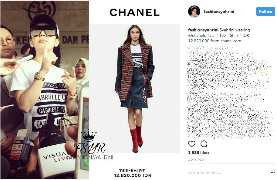 Simple tapi kece, kaos putih Syahrini ini harganya selangit! /©instagram.com/fashionsyahrini
