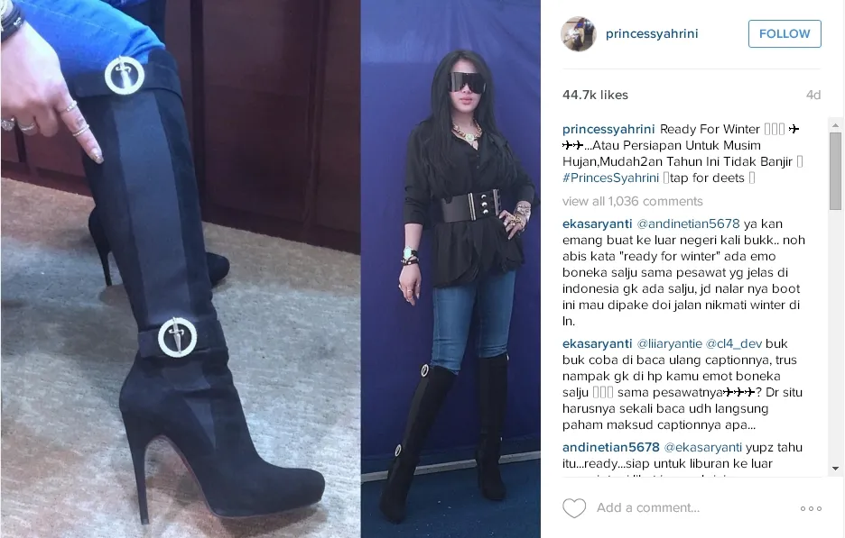 Syahrini sebut winter sebagai musim hujan. ©instagram.com/princessyahrini