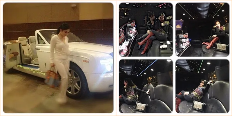 Syahrini menghadirkan kemewahan klasik dari Rolls Royce, dan berpesta di Limousine ketika berada di Amerika. ©instagram Syahrini