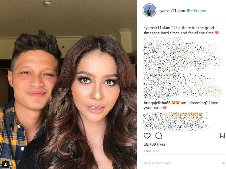 Syamsir dan Bunga saling berbalas kata romantis ©instagram/syamsir11alam