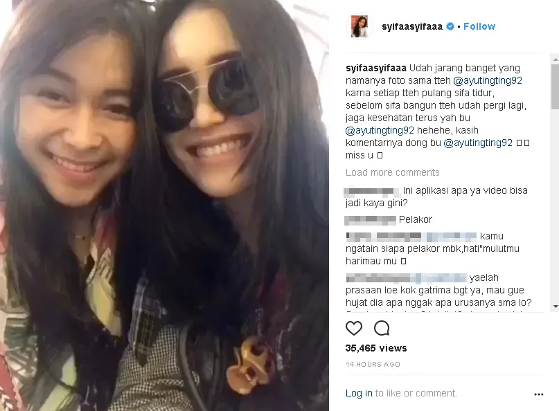 Syifa curhat kangen pada Ayu © instagram.com/syifaasyifaaa