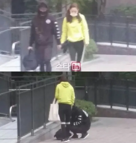 Taeyang dan Min Hyo Rin saat tertangkap kamera kencan. ©koreaboo.com