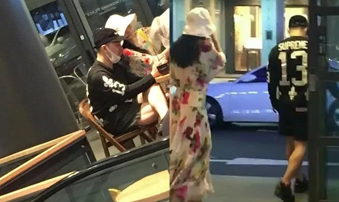 Taeyang dan Min Hyo Rin saat kencan di cafe © allkpop.com