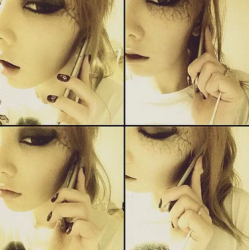 Taeyeon Girls Generation memamerkan make up Halloween karyanya @soompi.com