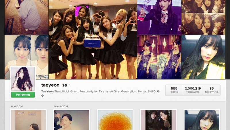 woo... instagram taeyeon snsd capai 2 juta follower!