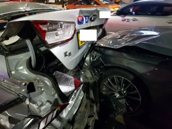 Kondisi mobil Taeyeon ketika kecelakaan terjadi © Twitter/OH_mes