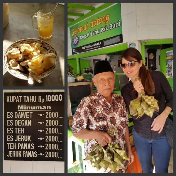 Tamara Blezynski di Warung Kupat Tahu Yogyakarta. Twitter/tamara_blesz