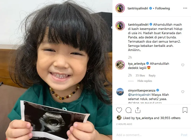 Tantri Kotak hamil anak kedua ©instagram.com/tantrisyalindri