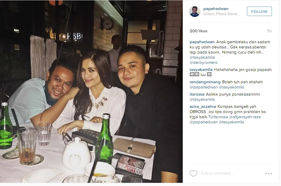 Foto Tasya bersama Papa Hedwan dan Derby Romera © Instagram
