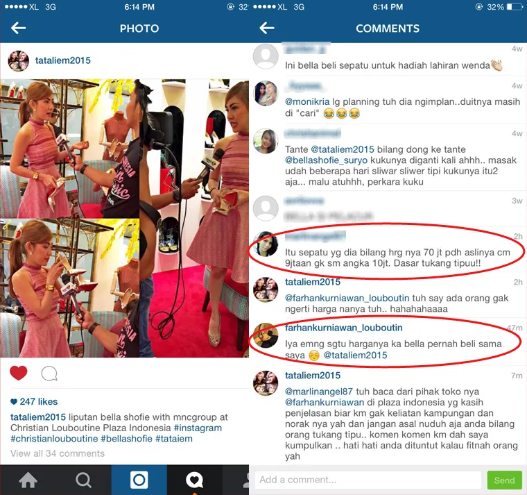 Pihak Louboutine konfirmasi harga sepatu Bella / © Instagram