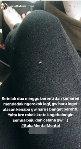 Ariel temukan alasan mengapa ia berhenti merokok ©instagram/arieltatum
