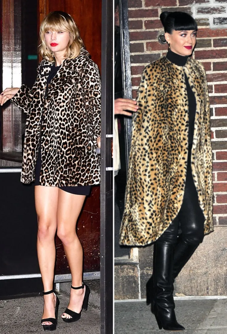 Leopard jacket Taylor vs Katy, siapa pilihanmu? © usmagazine.com