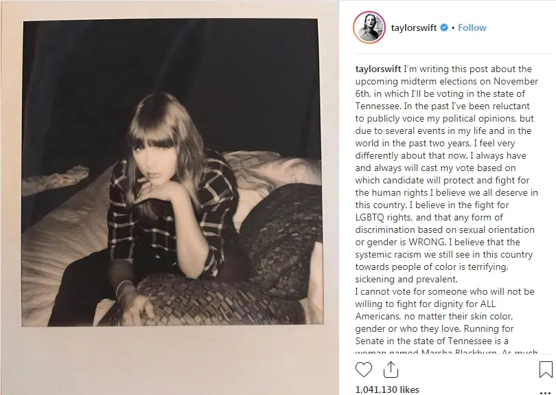 © Instagram.com/taylorswift (8/10/2018)