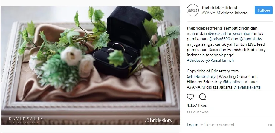 Tempat mahar Hamish Daud untuk Raisa tampak istimewa. ©instagram.com/thebridebestfriend