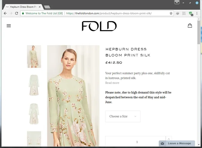 Gaun pilihan Pippa yang indah. © The Fold London