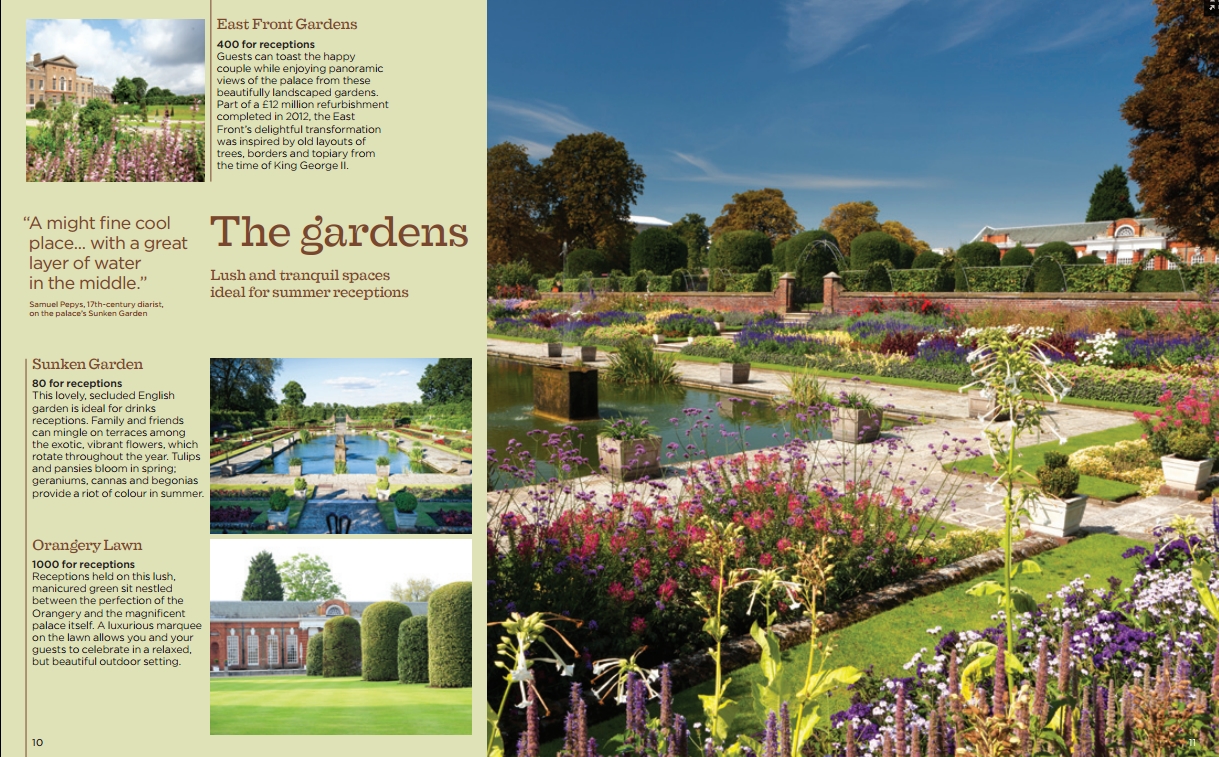 Tiga taman di Kensington Palace ini dapat menjadi pilihan resepsi yang menawan. (hrp.org.uk)