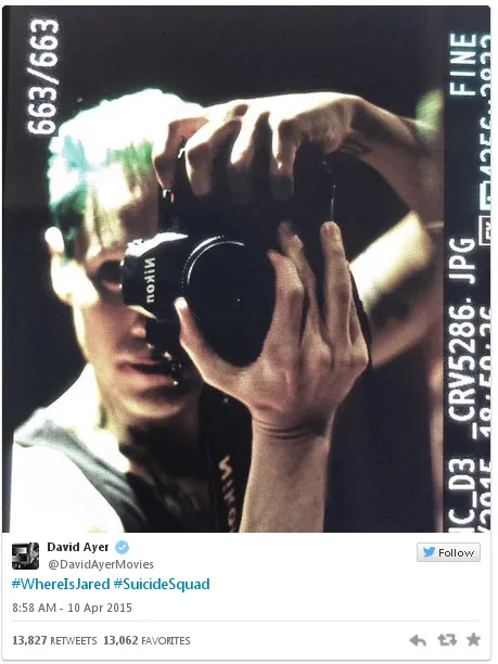 Penampakan pertama Jared Leto sebagai The Joker © David Ayer/twitter