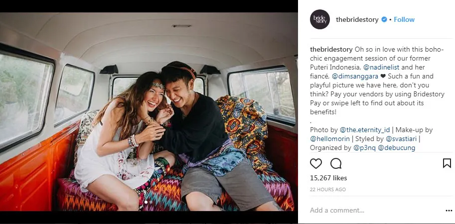 The Bride Story umumkan pertunangan Dimas Anggara - Nadine Chandrawinata. © Instagram/thebridestory