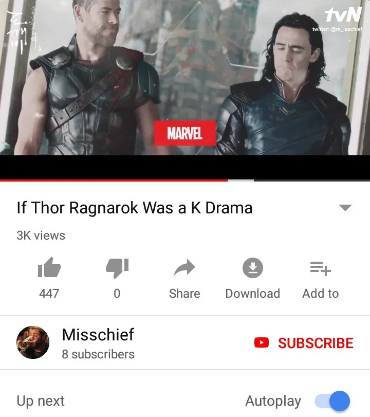 Video viral THOR: RAGNAROK jadi drama Korea. © Twitter/@m_isschief