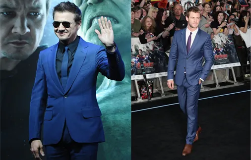 Chris Hemsworth mengenakan jas biru hampir sama seperti milik Jeremy Renner/©Famefly