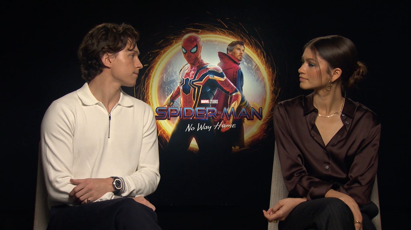 Tom and Zendaya occasionally gaze like this when they are about to answer a question.