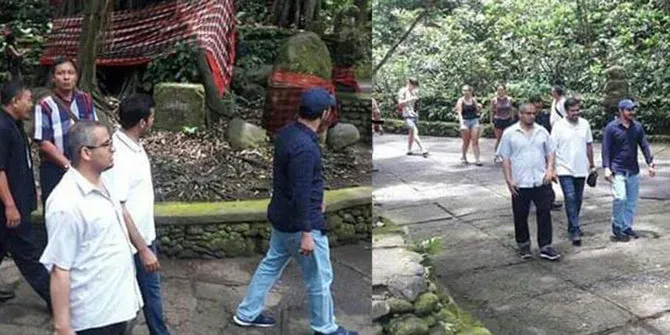 Tiga Pangeran Arab yang dirahasiakan identitasnya mengunjungi Monkey Forest di Ubud, Gianyar © merdeka.com