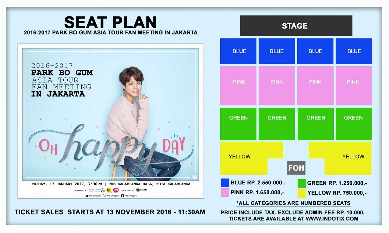 Harga tiket fanmeeting Park Bo Gum di Jakarta. ©Mecimapro