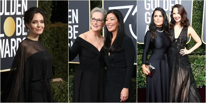 Serba hitam di Golden Globes 2018 © AFP