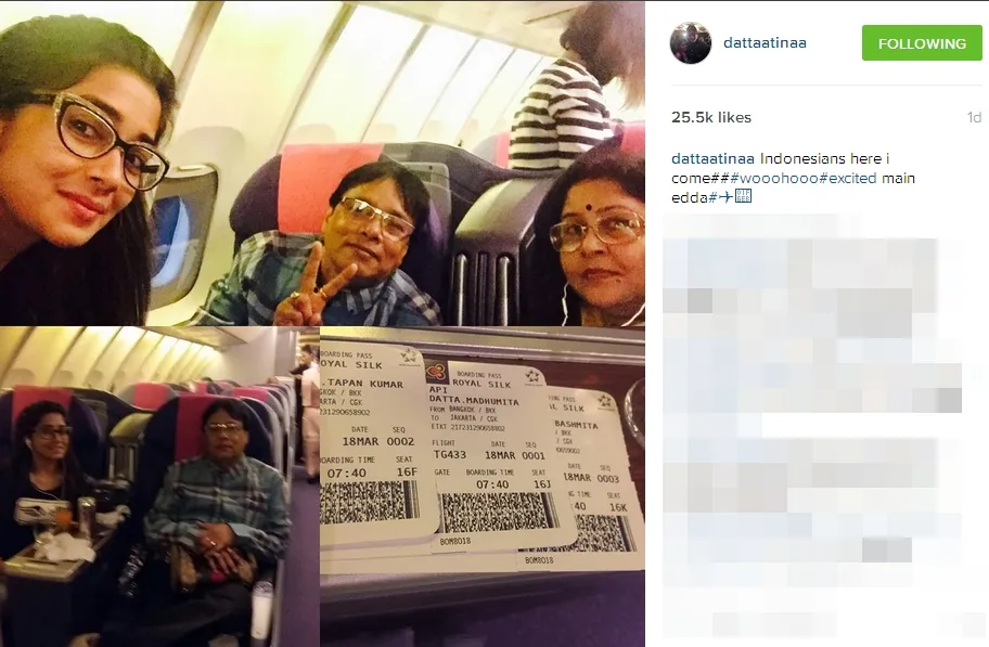 Tina ke Jakarta bareng orangtuanya ©instagram/tinadatta