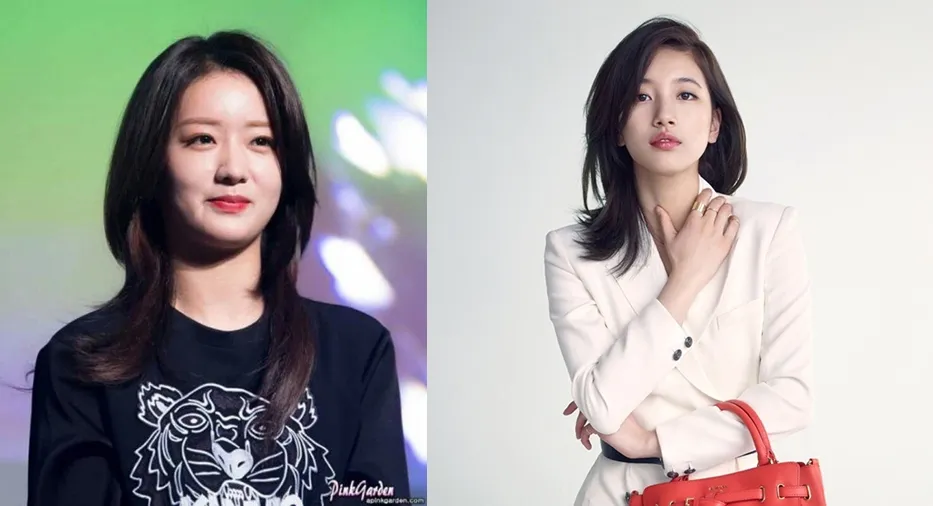 (Kiri) sosok Bomi A-Pink yang dinilai menjiplak gaya rambut Suzy Miss A. ©istimewa