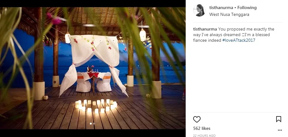 Lokasi lamaran personal Tistha dan Afif ©instagram/tisthanurma