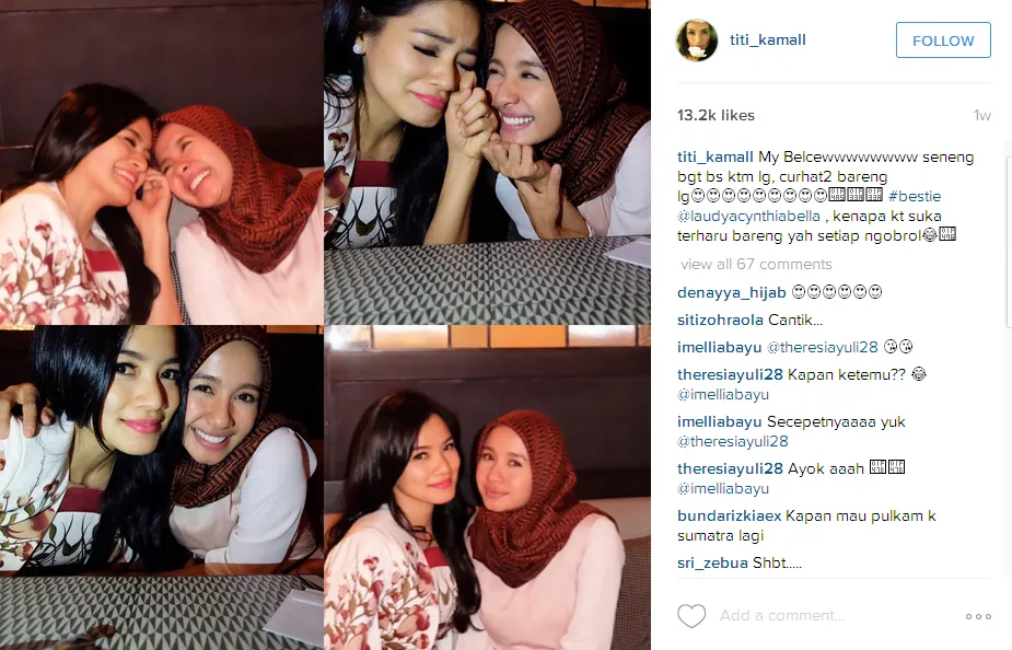 Tikam dan Bella saling curhat © Instagram/titi_kamall
