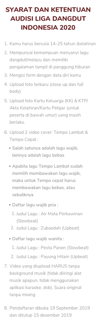 Persyaratan audisi online LIDA 2020. (credit: Kapanlagi.com)