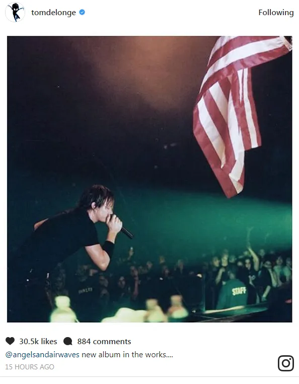 Melalui Instagram, Tom DeLonge umumkan dirinya siap kembali bersama album baru Angels And Airwaves © NME/Instagram.com