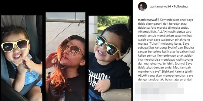 Tak terima dengan pernyataan Arik, Tsania pun membalasnya. © Instagram/tsaniamarwa54