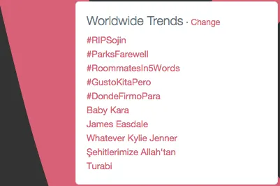 Kepergian Sojin menjadi trending topic dunia. @koreaboo.com