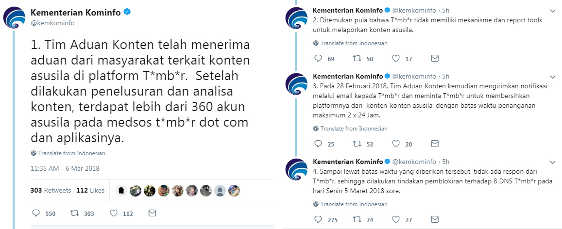 Lho, tapi pak, tapi pak, tulisan saya di Tumblr bagaimana nasibnya? © twitter.com/kemkominfo